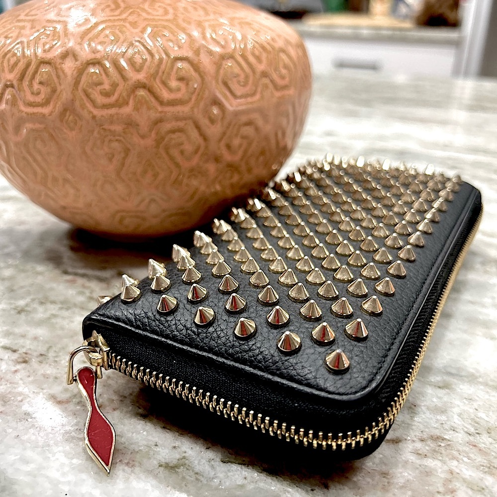Christian Louboutin Authentic Spiked Black Panettone Long Wallet